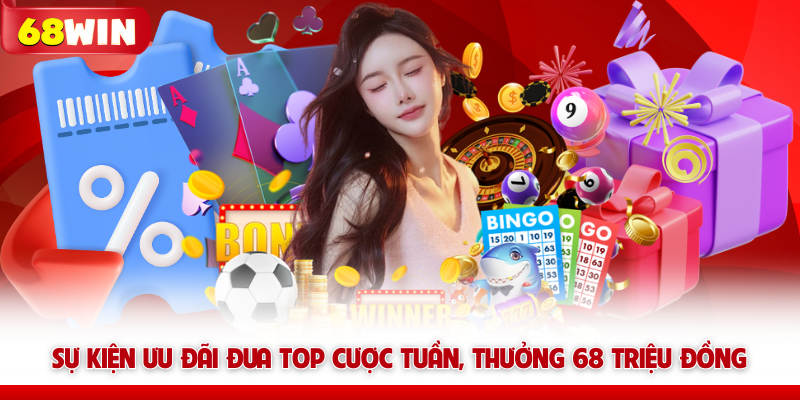 Sự kiện ưu đãi đua top cược tuần, thưởng 68 triệu đồng
